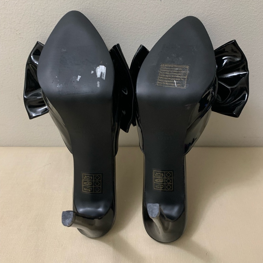 London Rag Black My Time Patent Pu Bow Detail High Heeled Black Sandal Wmns 8.5 - Picture 11 of 12